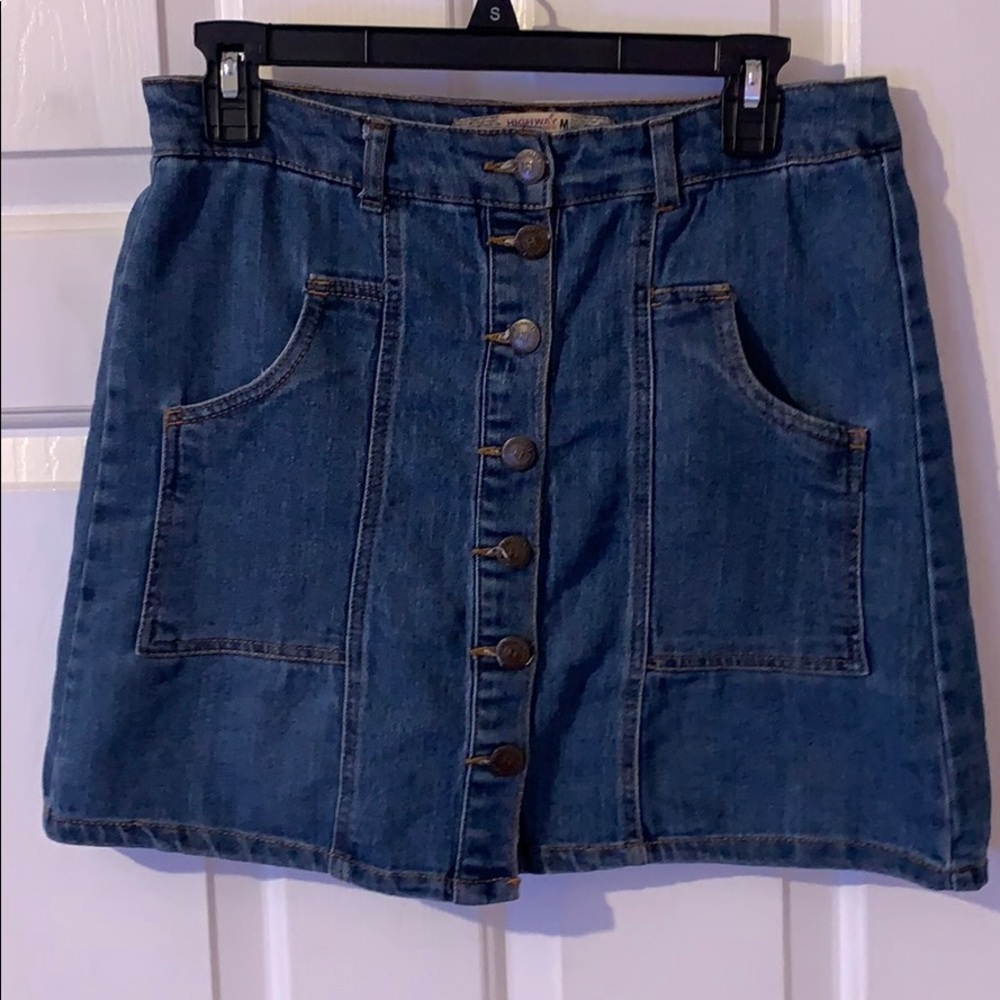 Jean Button Down Mini Skirt